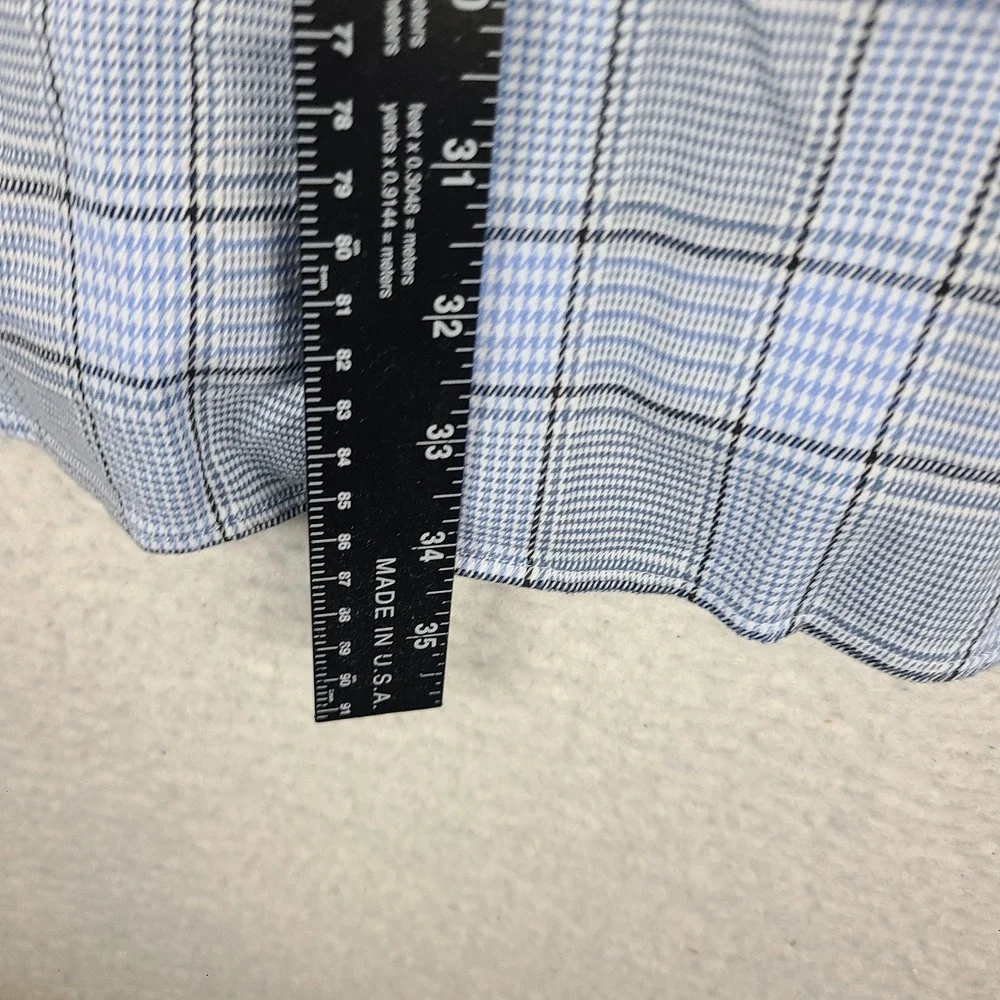 Banana‎ Republic Shirt Mens XL Blue Plaid Slim Fit Wrinkle Resistant Button Up